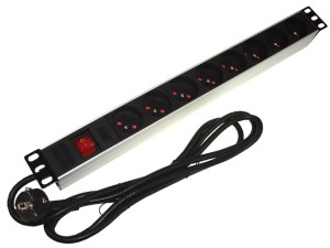 Listwa zasilająca 1U 19" 8 gniazd wyłącznik