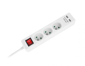 Przedłużacz sieciowy 3 gniazda + 2 gniazda USB, z wyłącznikiem 5m