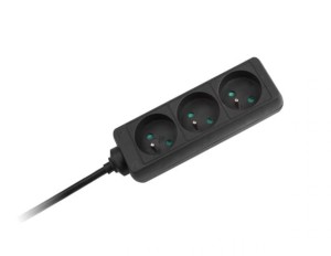 Przedłużacz czarny Rebel 3 gniazda, kabel 1,5m bez przełącznika