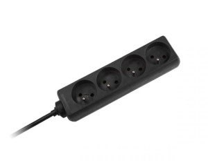 Przedłużacz sieciowy Rebel czarny 4 gniazda bez przełącznika, 1.5m