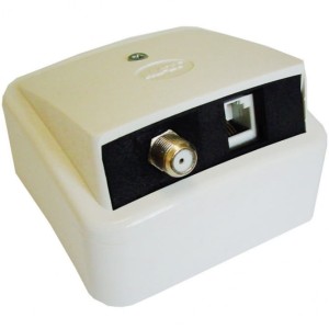 Skośne przyłącze abonenckie z z gniazdem typu F i gniazdem RJ12 SPA FT